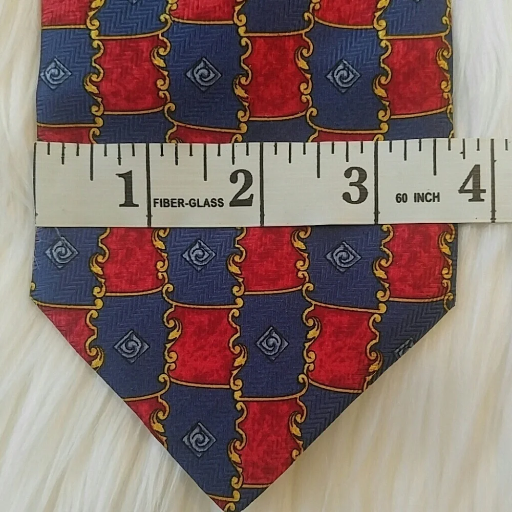 Giampiero Valenti Red Blue  Silk Tie Italy 58